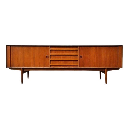 Mid-Century Danish Teak Lowboard with Roller Doors by Oswald Vermaercke for V-Form, 1950s For Sale