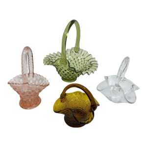 Vintage Fenton Glass Basket Collection- A Set of 4