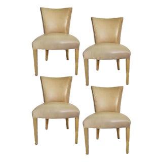 Set of 4 Designer Donghia Leather Armless Chairs For Sale