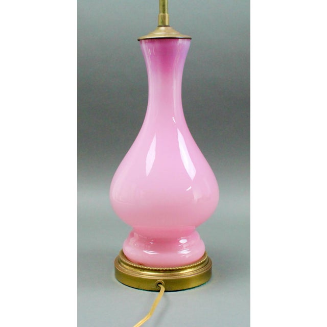 Mid 20th Century Vintage Mid Century Modern Murano Glass Italian Pink Opaline Table Lamp For Sale - Image 5 of 10