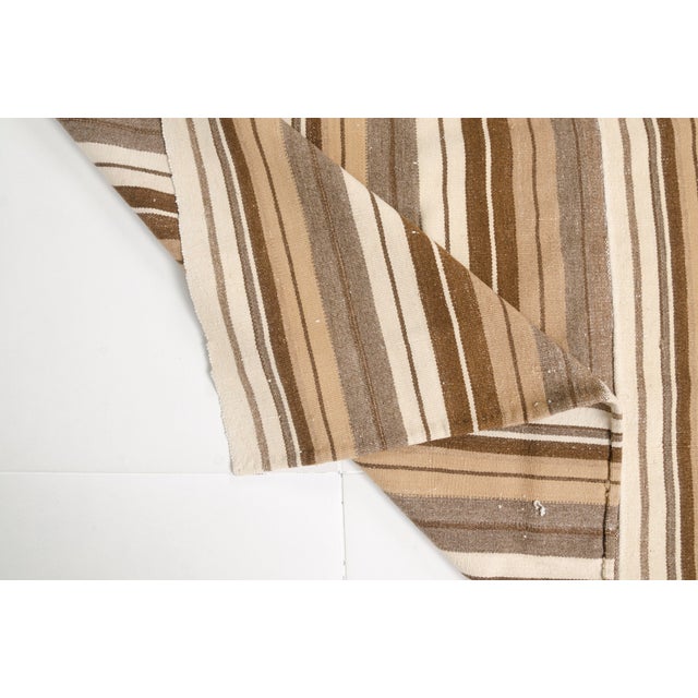 Turkish Antique Bohemian Stripe Kilim Rug For Sale - Image 3 of 10