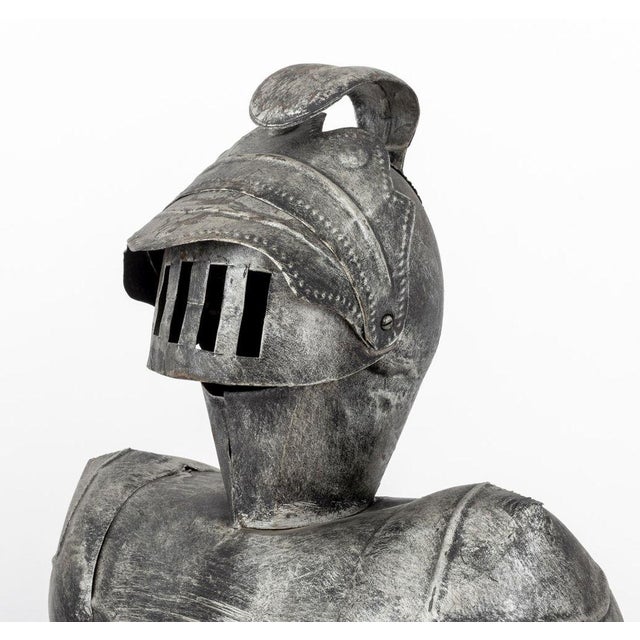 Metal Painted Tin Knight in Armor Sculpture For Sale - Image 7 of 11
