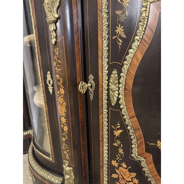 Antique Victorian Serpentine Fronted Marquetry Credenza, 1860 For Sale - Image 6 of 11