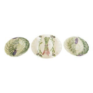 Majolica and Porcelain Plates, France, 1960s, Set of 3 For Sale
