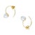 Modern Cat Eye Pearl 18k Gold Hook Earrings, A Pair For Sale - Image 3 of 10