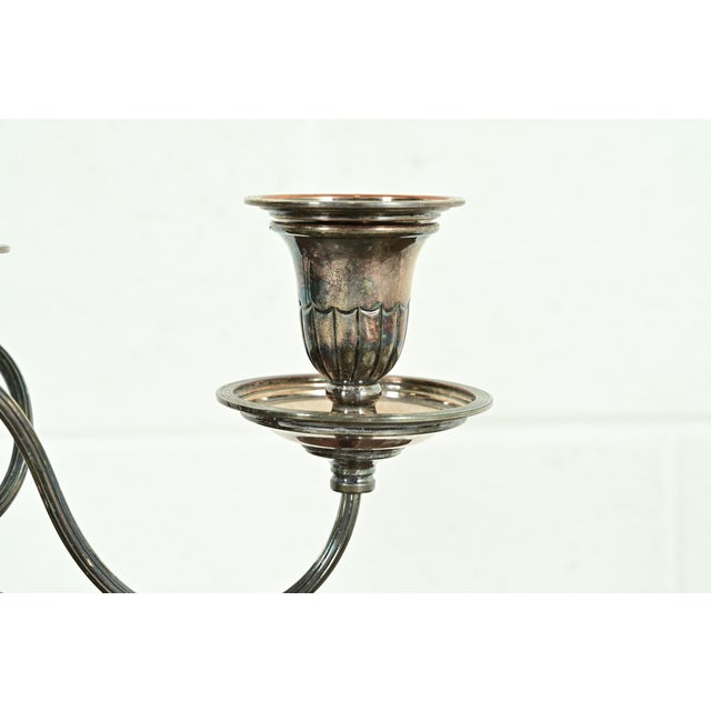 Silver Tiffany & Co. Style Antique Victorian Silverplate Three-Light Candelabra For Sale - Image 8 of 16