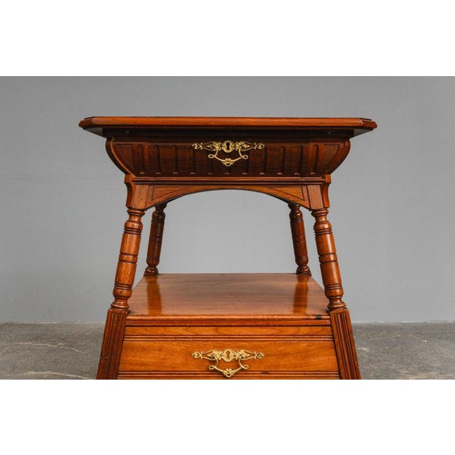 Antique Side Table in Wood and Brass For Sale - Image 14 of 18