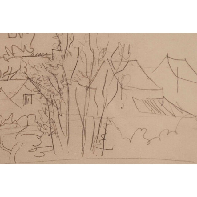 Jean Dufy Signed Untitled Neighborhood Drawing Graphite on Paper For Sale - Image 11 of 12