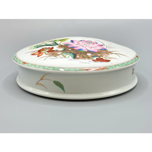 Large Vintage Limoges Porcelain Round Box by Raynaud, 1980s For Sale - Image 10 of 18