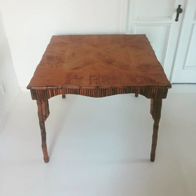 Tribal 1920s Vintage Bamboo Dining Table For Sale - Image 3 of 12