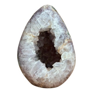 Museam Grade Egg-Shaped Amethyst and Quartz Geode Sculpture From Uruguay For Sale