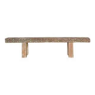 Indo-French Carved Primitive Thick Top Bench For Sale