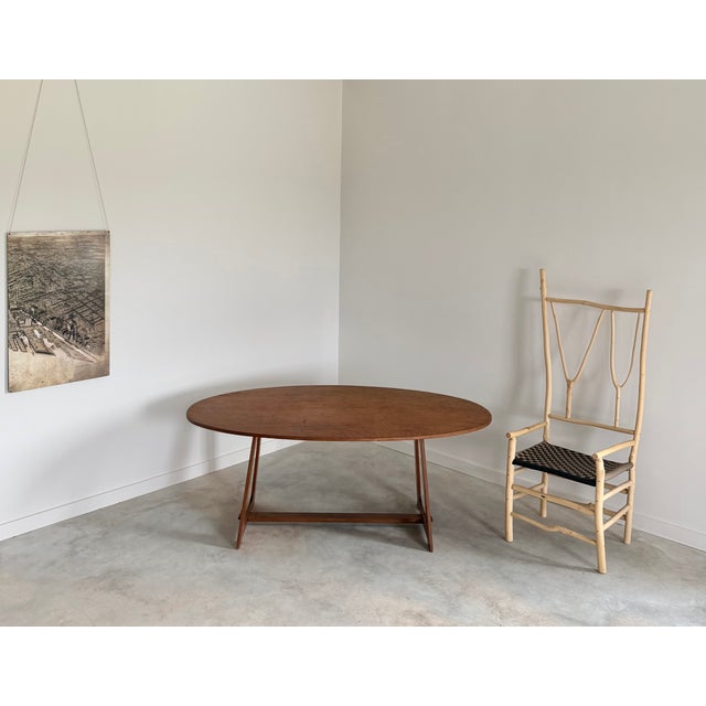 Tall Artist-Made Studio Craft Twig Chair + Woven Checkerboard Seat + Sheepskin For Sale - Image 12 of 17