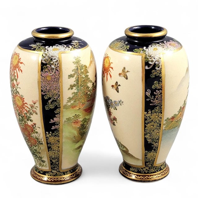 1920s Japanese Tashiro Satsuma-Style Vases, 1920s, Set of 2 For Sale - Image 5 of 11