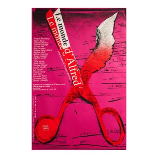 2005 Canadian Exhibition Poster - "Le Monde D'Alfred", Uqam Center of Design (Scissors, Red/Purple) For Sale