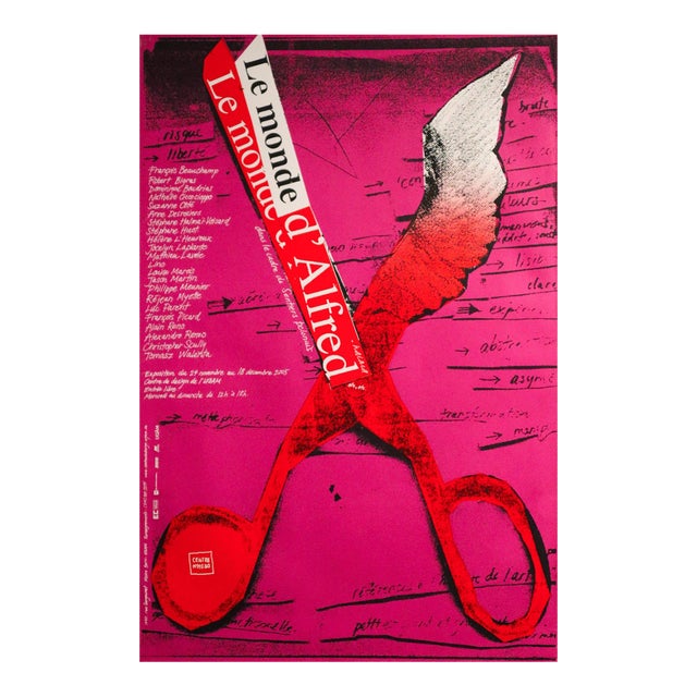 2005 Canadian Exhibition Poster - "Le Monde D'Alfred", Uqam Center of Design (Scissors, Red/Purple) For Sale