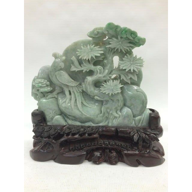 Stone Carved Jadeite Mountain With Trees and Birds Sculpture For Sale - Image 7 of 7