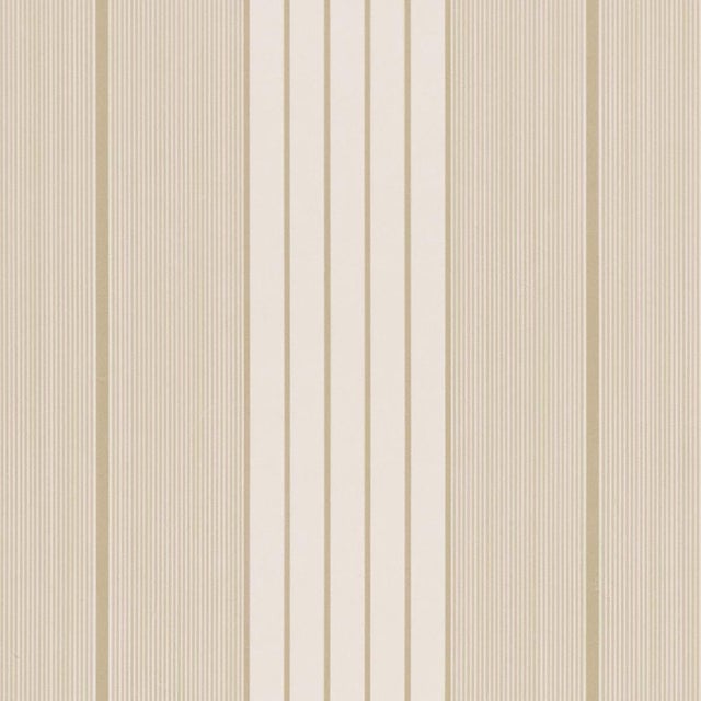 Traditional Sample - Schumacher Audrey Stripe Wallcovering In Sand For Sale - Image 3 of 6