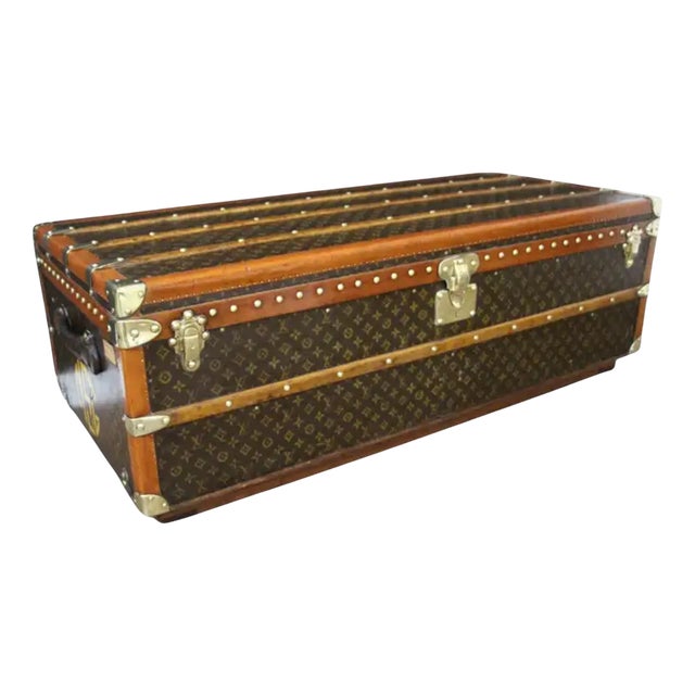 Steamer Trunk in Stenciled Monogram from Vuitton Trunk, 1920s For Sale