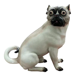 19th Century Continental Porcelain Model of a Pug Dog