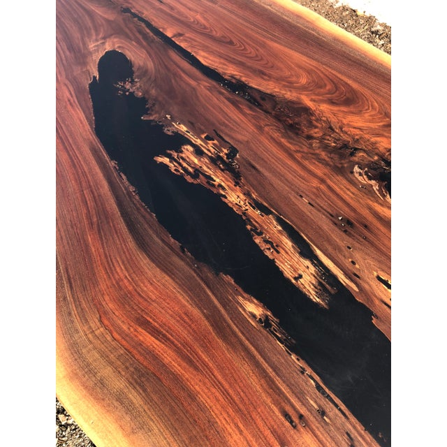 2020s Very Long Hand Crafted Live Edge Walnut Slab Coffee Table For Sale - Image 5 of 13