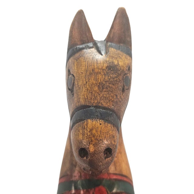 Mid-Century Mexican Folk Art Hand-Carved Polychrome Wooden Rocking Horse For Sale - Image 9 of 16