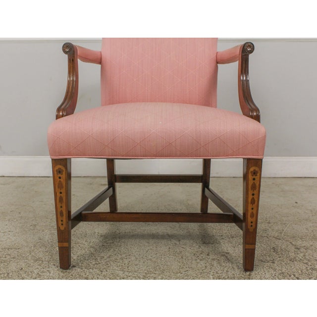 Southwood Inlaid Solid Mahogany Federal Upholstered Armchair For Sale In Philadelphia - Image 6 of 13