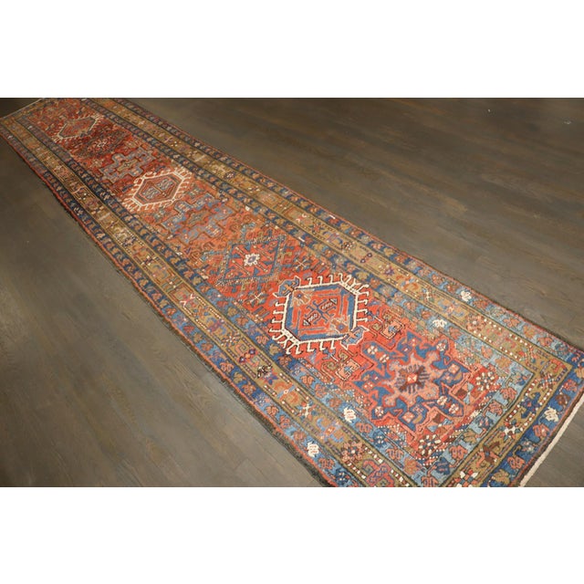 Traditional Antique Heriz Karadja Runner rug no. j5249 For Sale - Image 9 of 9