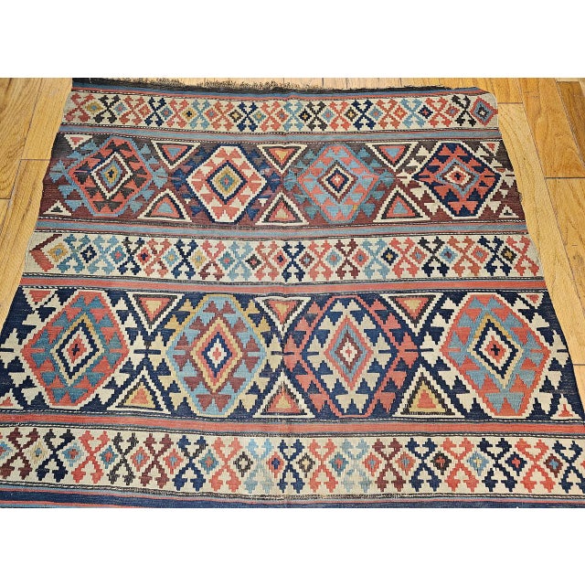 Antique Caucasian Kazak Kilim, Wool Flatweave, Geometric Design, 1890s, 5' x 10' For Sale - Image 9 of 14
