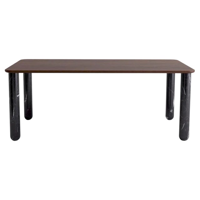 XLarge Walnut and Black Marble Sunday Dining Table by Jean-Baptiste Souletie For Sale