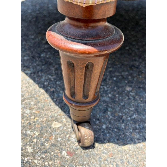 Vintage Silk Plaid Slipper Chair With Caster Wheels For Sale - Image 10 of 11