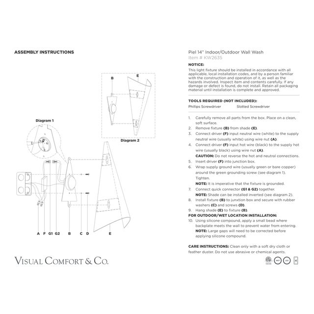 Kelly Wearstler for Visual Comfort Signature Piel 14" Indoor/Outdoor Wall Wash in Pewter For Sale - Image 9 of 9