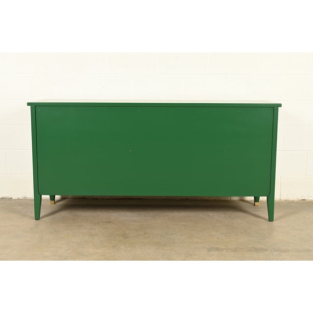 White Furniture French Regency Louis XVI Green Lacquered Dresser or Credenza, Newly Refinished For Sale - Image 16 of 17
