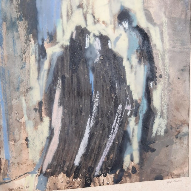 Enrico Garavelli, Abstract Figures, 1970s, Tempera on Paper, Framed For Sale - Image 3 of 13