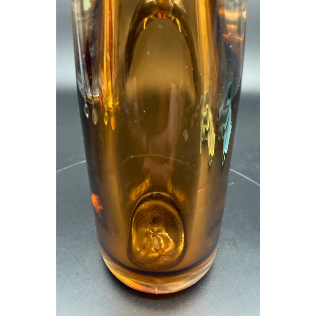 Vintage Venini Forati Vase by Fulvio Bianconi, Amber Murano Glass, Italian Mid Century Modern Art Glass, Circa 1951 For Sale - Image 15 of 18