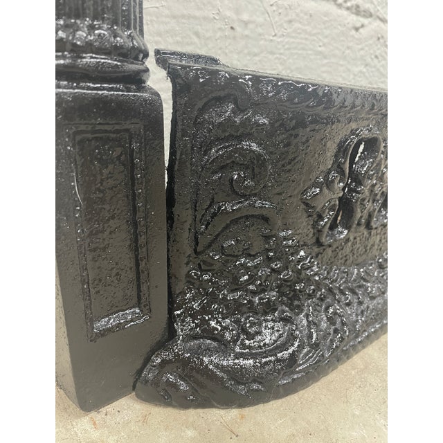 Black 19th-Century Ornate Fluted Cast Iron Fireplace Frame & Summer Grate Assembly For Sale - Image 8 of 8