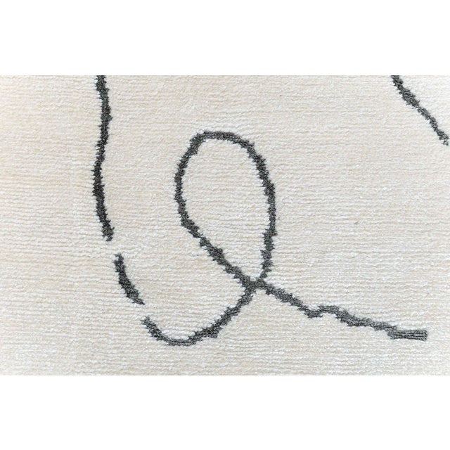 Off-white Abstract Modern Runner Line Motifs In Off White Silk Blend "whisper Lines" For Sale - Image 8 of 9