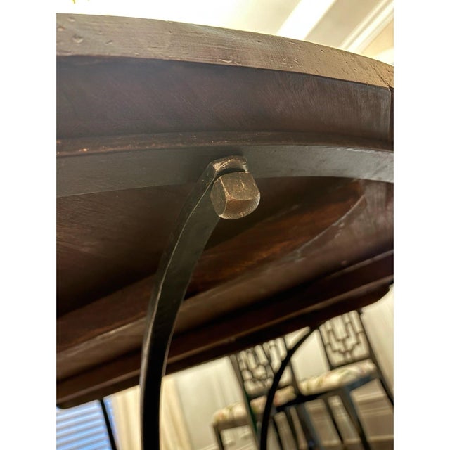 Wood Vintage Heavy Iron & Mahogany Round Dining Table For Sale - Image 7 of 11