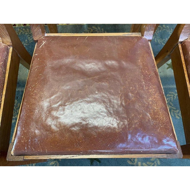 Chairs in Oak and Leather, 1950s, Set of 6 For Sale - Image 3 of 10