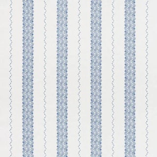 Schumacher Nauset Stripe Fabric in Indigo For Sale