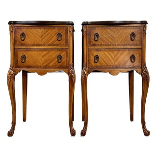Vintage Ca. 1930s Ornate French Provincial Nightstands, Pair For Sale