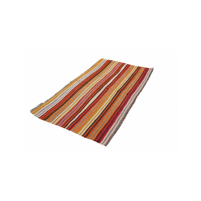 Handwoven vintage striped decorative kilim rug from Denizli region of Turkey. Approximately 50-60 years old. In very good...
