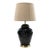 Vintage 1980s Black Chinoiserie Ceramic Ginger Jar Table Lamp With Linen Shade For Sale