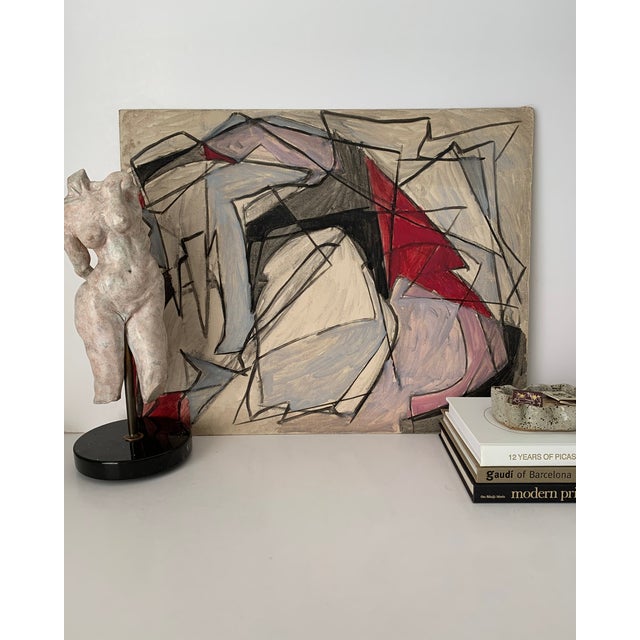 Abstract 1960's John Perkins Oil on Board Abstract Cubist For Sale - Image 3 of 8