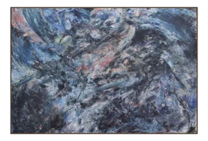 Oversized Vintage New York School Abstract Expressionist Painting 1983