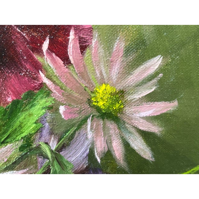 Purple Traditional British Oil Painting Flowers Pansy's & Daisies by Elizabeth Bridge Ri Roi For Sale - Image 8 of 13