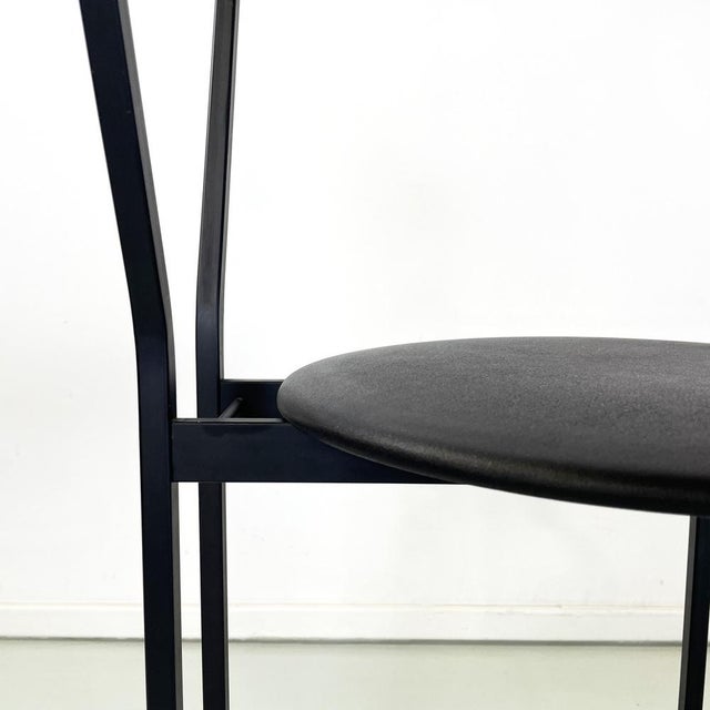 Italian Modern High Stool in Black Metal and Rubber, 1980s For Sale - Image 12 of 15