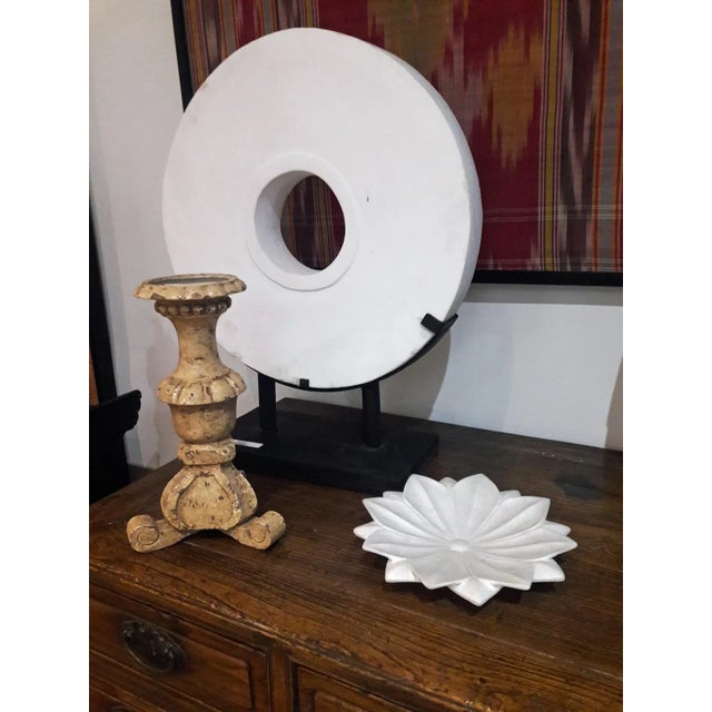 Wood Rustic Polychromed Wood Candleholder, Mid-20th Century For Sale - Image 7 of 10