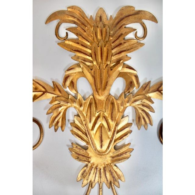 Italian Vintage Golden Gilt Italian Sconces For Sale - Image 3 of 11
