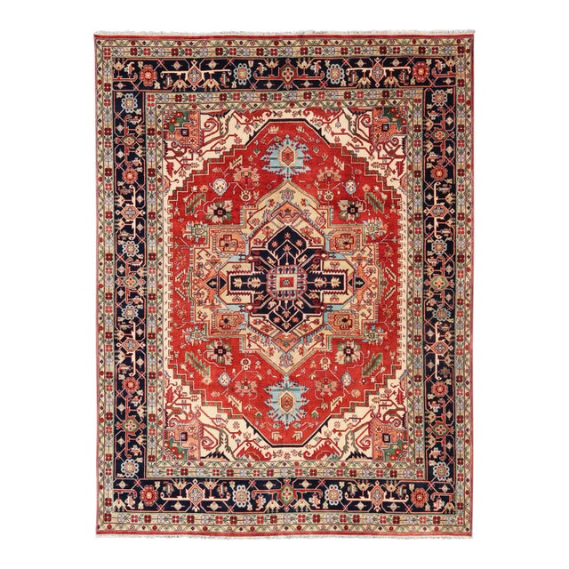 Large Hand-Knotted Heriz-Serapi Design 11'4 X 14'7 For Sale